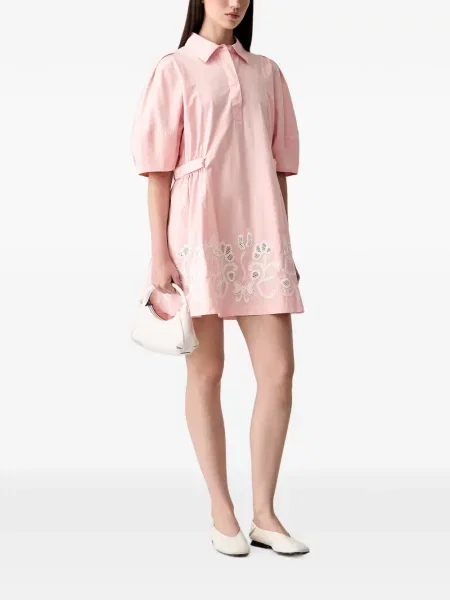 Rochie mini Stine Goya cu broderie roz
