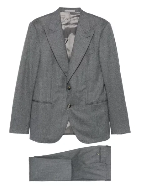 Costum Caruso cu model herringbone gri