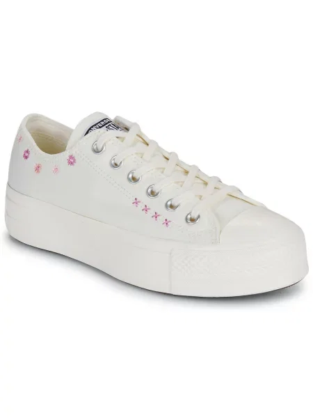 Top Converse z vezenjem s cvetličnim vzorcem bela