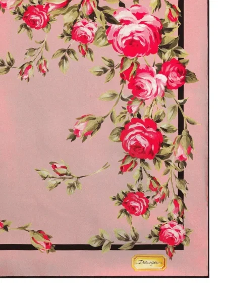 Fular Dolce & Gabbana cu model floral cu imagine roz