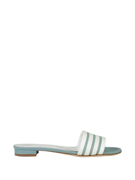 Sandale Manolo Blahnik cu dungi fără toc alb