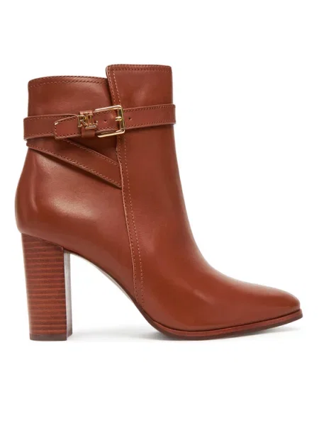 Lauren Ralph Lauren botki skórzane Brke Bt Hl 2 na słupku brązowy