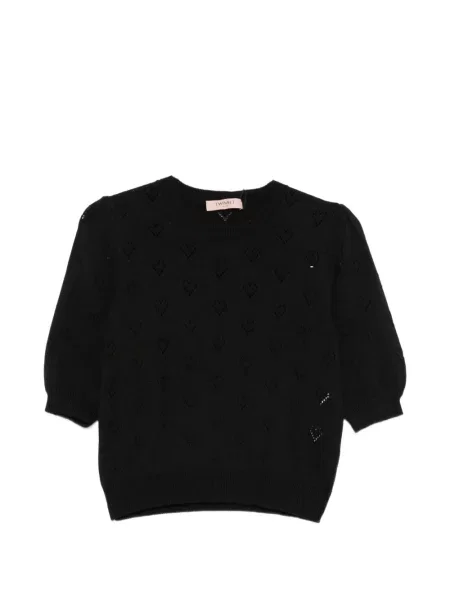 Scurt pulover Twinset cu motiv cu inimi negru