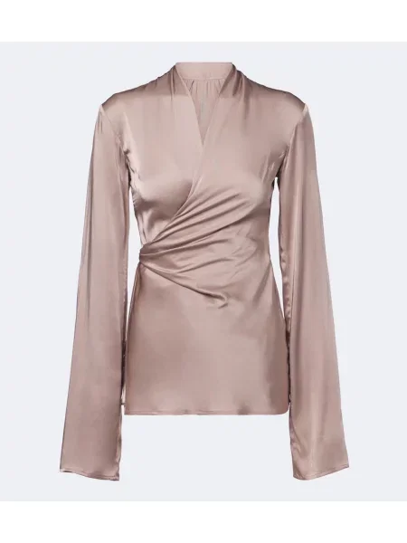 Top Rick Owens din satin drapat roz