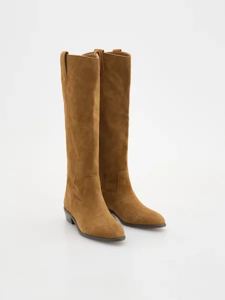 Замшевые ботфорты Reserved бежевые