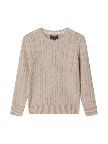 Sweter Polo Ralph Lauren z okrągłym dekoltem z logo beżowy