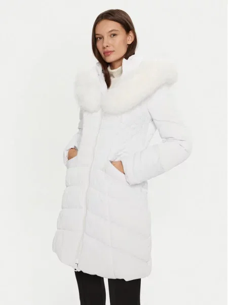 Jakna iz umetnega usnja Guess bela