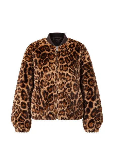 Geacă Arma cu imagine cu model leopard din piele de oaie violet