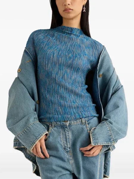 Top Momoni dzwony prążkowany niebieski