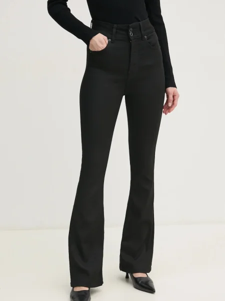 Дънки Pepe Jeans FLARE CONTOUR UHW с висока талия черно