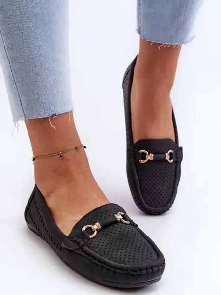 Pantofi loafer Marka Niezdefiniowana ajurate negru