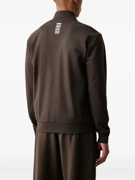 Суичър с цип Ea7 Emporio Armani с принт кафяво