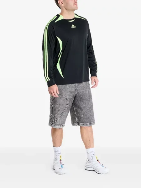 Футбол тениска с дълъг ръкав Adidas на райета мъниста бяло