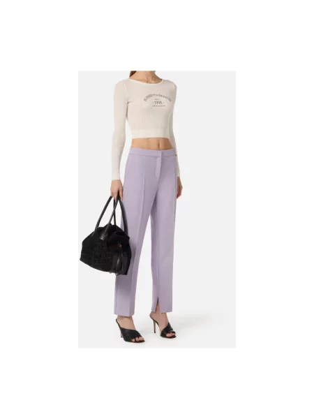 Dzianinowy sweter Elisabetta Franchi z logo beżowy