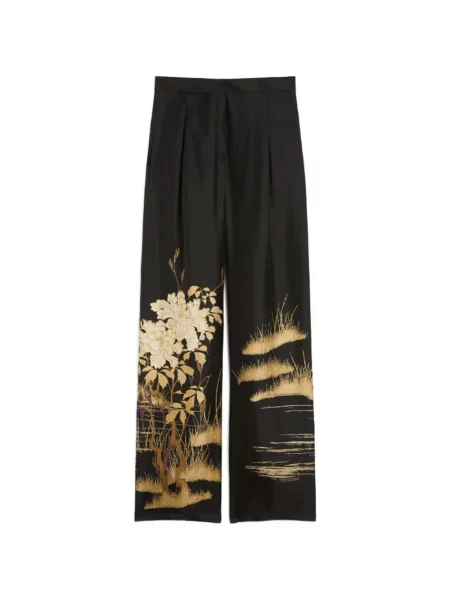 Pantaloni Max Mara de mătase negru