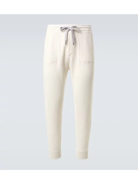 Kašmírové tepláky Brunello Cucinelli bílé