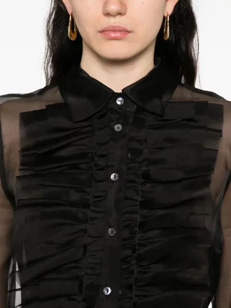 Rochie P.a.r.o.s.h. transparente cu volane de costum negru