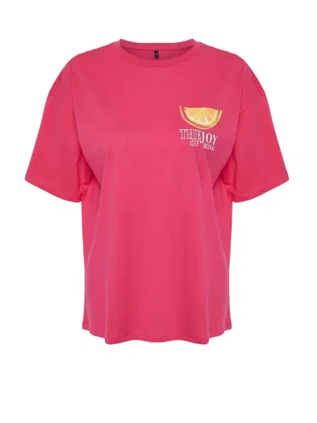 Trendyol Tricou galben lămâie / roz alb
