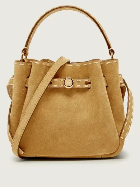 TORY BURCH Geantă tip sac Romy Mini | piele întoarsă bej