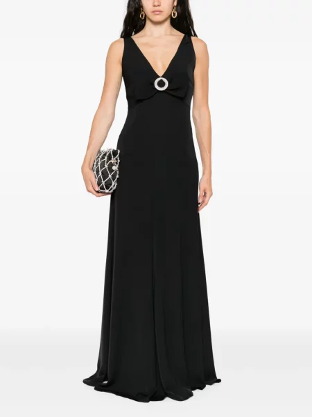 Rochie maxi Nissa cu funde de costum negru