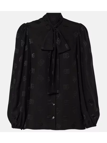 Jedwabny top Dolce&gabbana z kokardką czarny