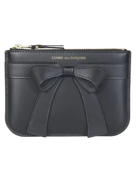 Portfel Comme Des Garcons z kokardką skórzany czarny