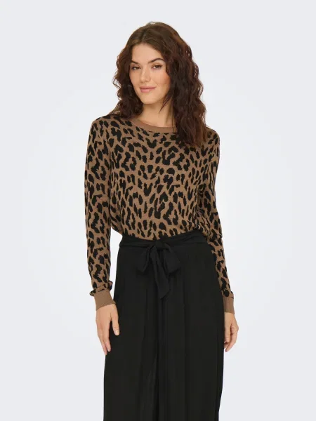 ONLY Pulover ONLVIENNA maro caramel negru