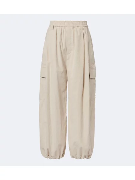 Pantaloni Brunello Cucinelli de catifea cord alb