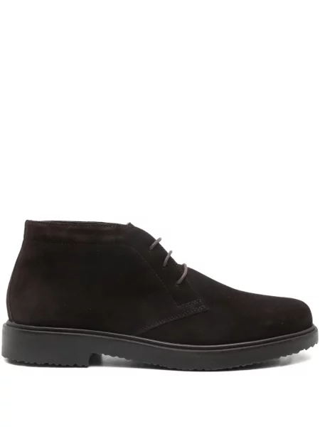 Pantofi loafer Geox cu șireturi din dantelă maro