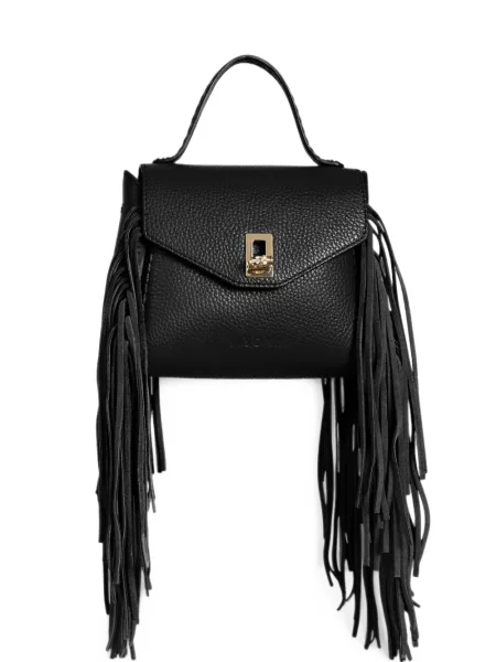 Geantă shopper Visona` cu franjuri negru