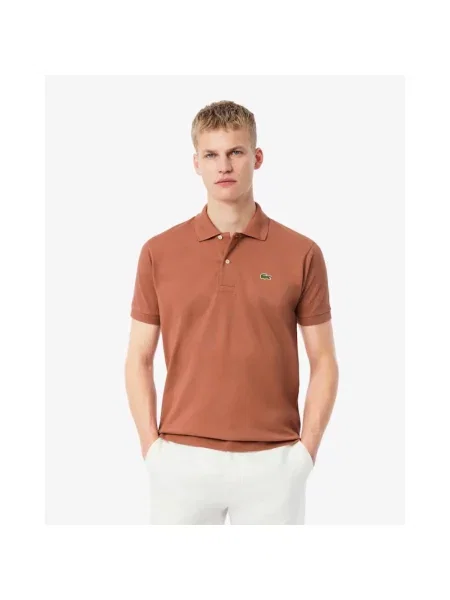 Koszulka polo Lacoste z krótkim rękawem brązowa