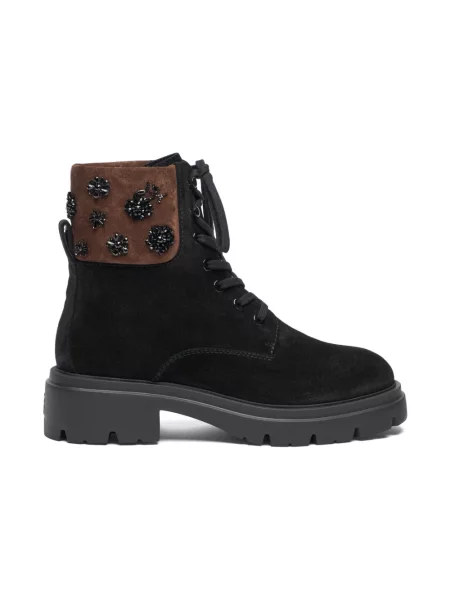 Botki Stuart Weitzman sznurowane skórzane czarne