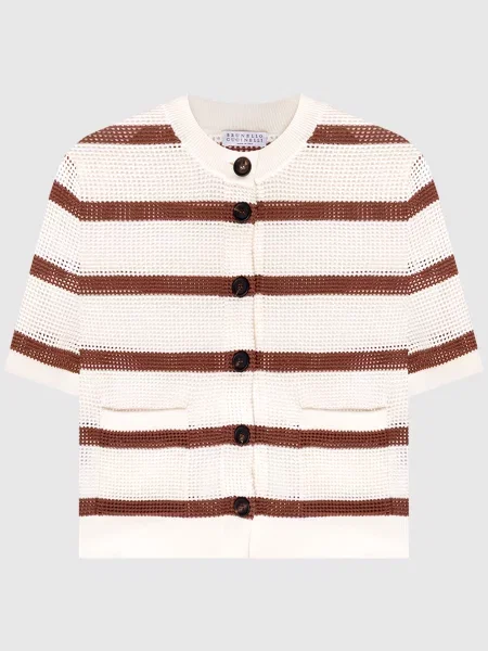 Біли кардиган в смужку Brunello Cucinelli білий