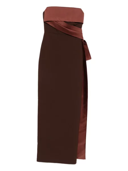 Костюм макси рокля Roland Mouret кафяво