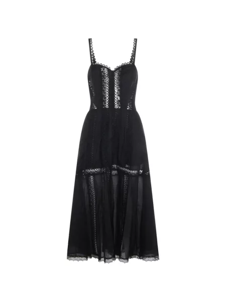 Midi haljina Charo Ruiz Ibiza s čipkom crna