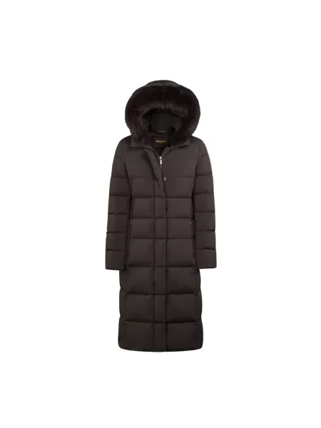 Lniany długi płaszcz Moorer brązowy