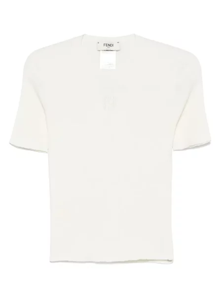Tricou Fendi de mătase alb