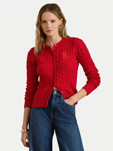 Lauren Ralph Lauren kardigan bombažen rdeča