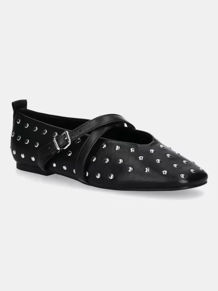 Tommy Jeans balerini de piele MARYJANE STUDDED BALLERINA negru