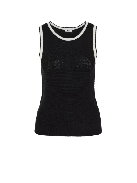 WE Fashion Top brodat negru alb