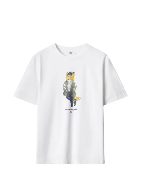 Tricou Maison Kitsune cu imagine alb