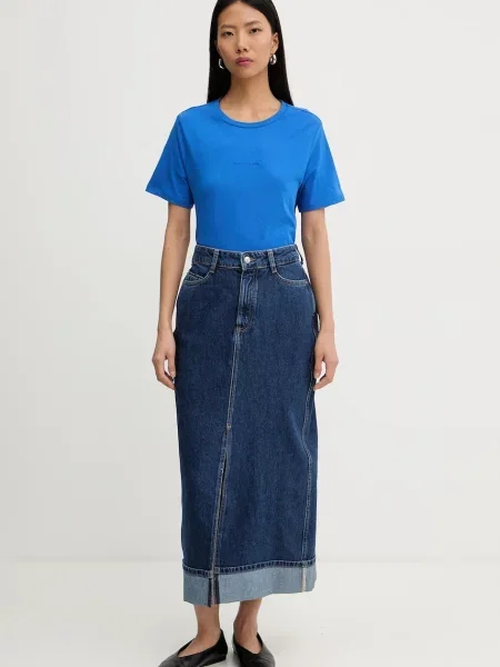 Marc O'Polo spódnica jeansowa midi prosta granatowy