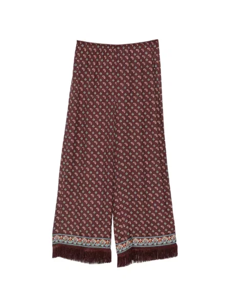Pantaloni Dôen cu imagine cu model paisley maro