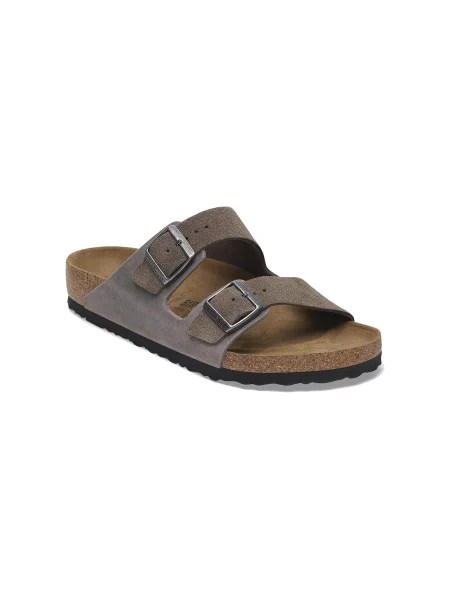 Birkenstock Arizona Mixed Leather Narrow Fit Concrete Gray Mężczyźni Sandały Birkenstock Size: 7 szary