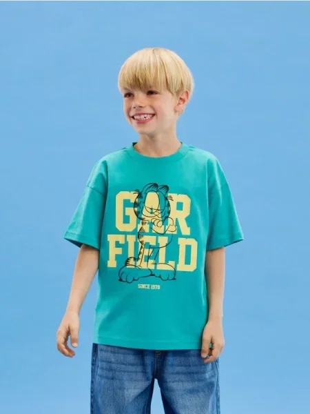 Reserved t-shirt Garfield turkusowy