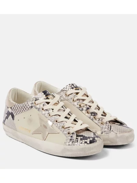 Sneakerși Golden Goose din piele cu imagine cu model piele de șarpe auriu