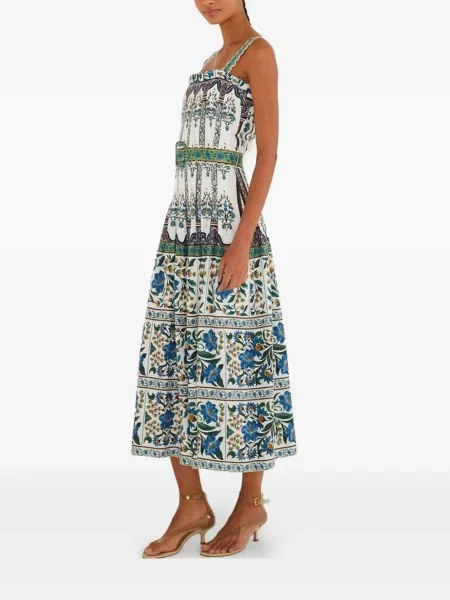 Rochie midi Farm Rio cu model floral alb