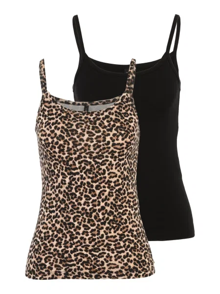 Only Petite Top ONLLOVE ecru / temno bež črna