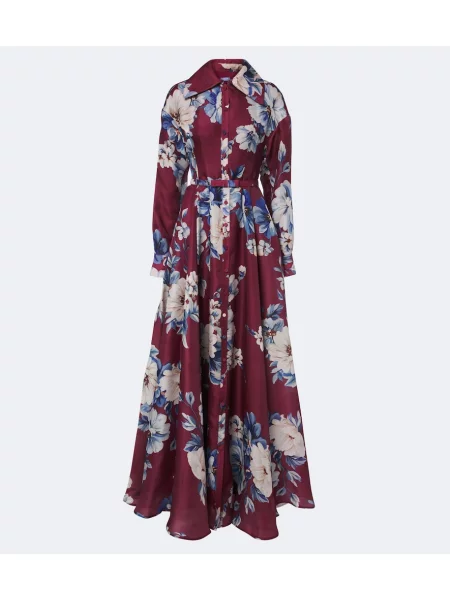 Cu centură rochie Leo Lin de mătase cu model floral