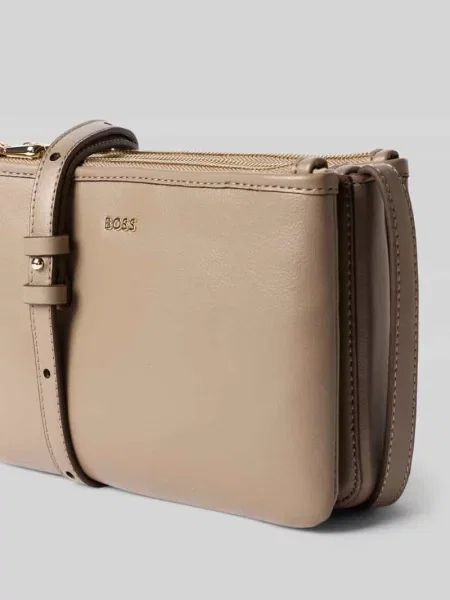 Torba na ramię z naturalnej skóry Boss beżowa